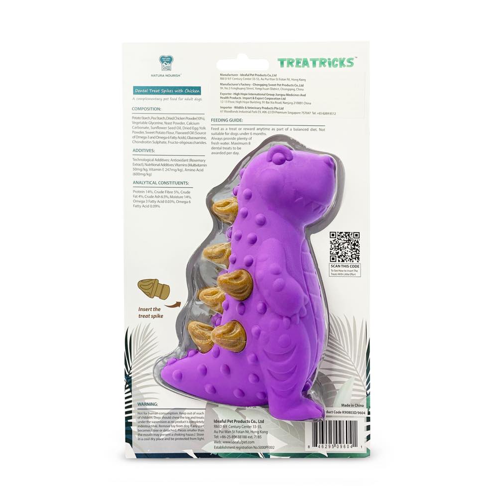 Natura Nourish Treatricks 2-in-1 Chicken Dental Chew Dog Toy (T-Rex)