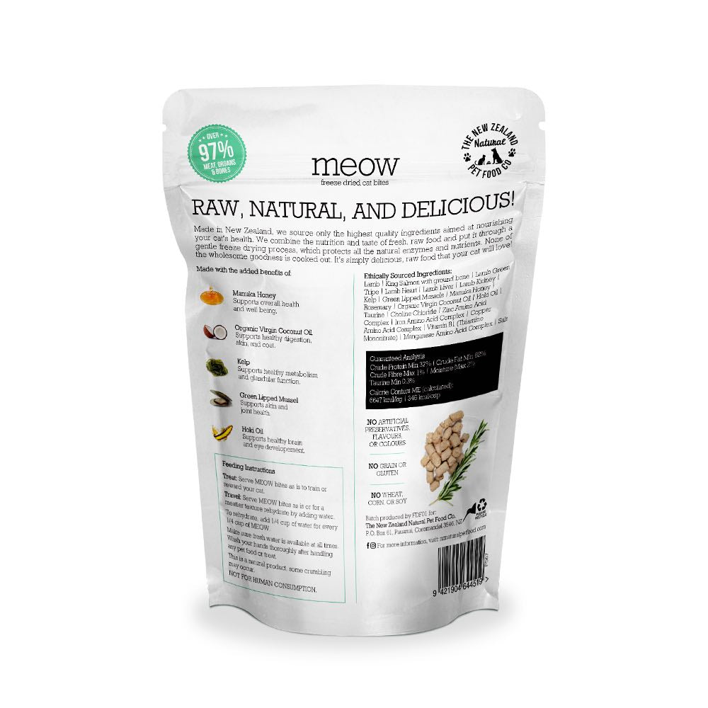 MEOW Raw Lamb & King Salmon Grain-Free Freeze Dried Cat Treats 50g