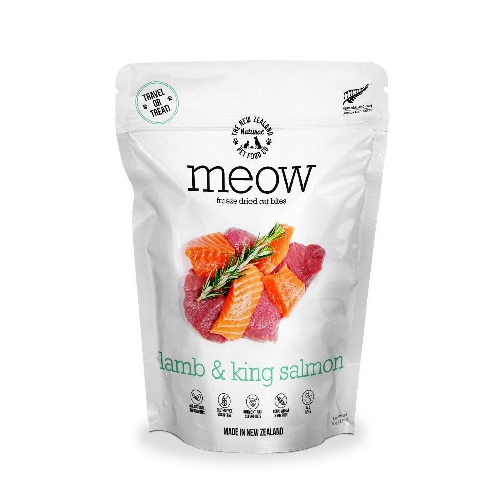MEOW Raw Lamb & King Salmon Grain-Free Freeze Dried Cat Treats 50g