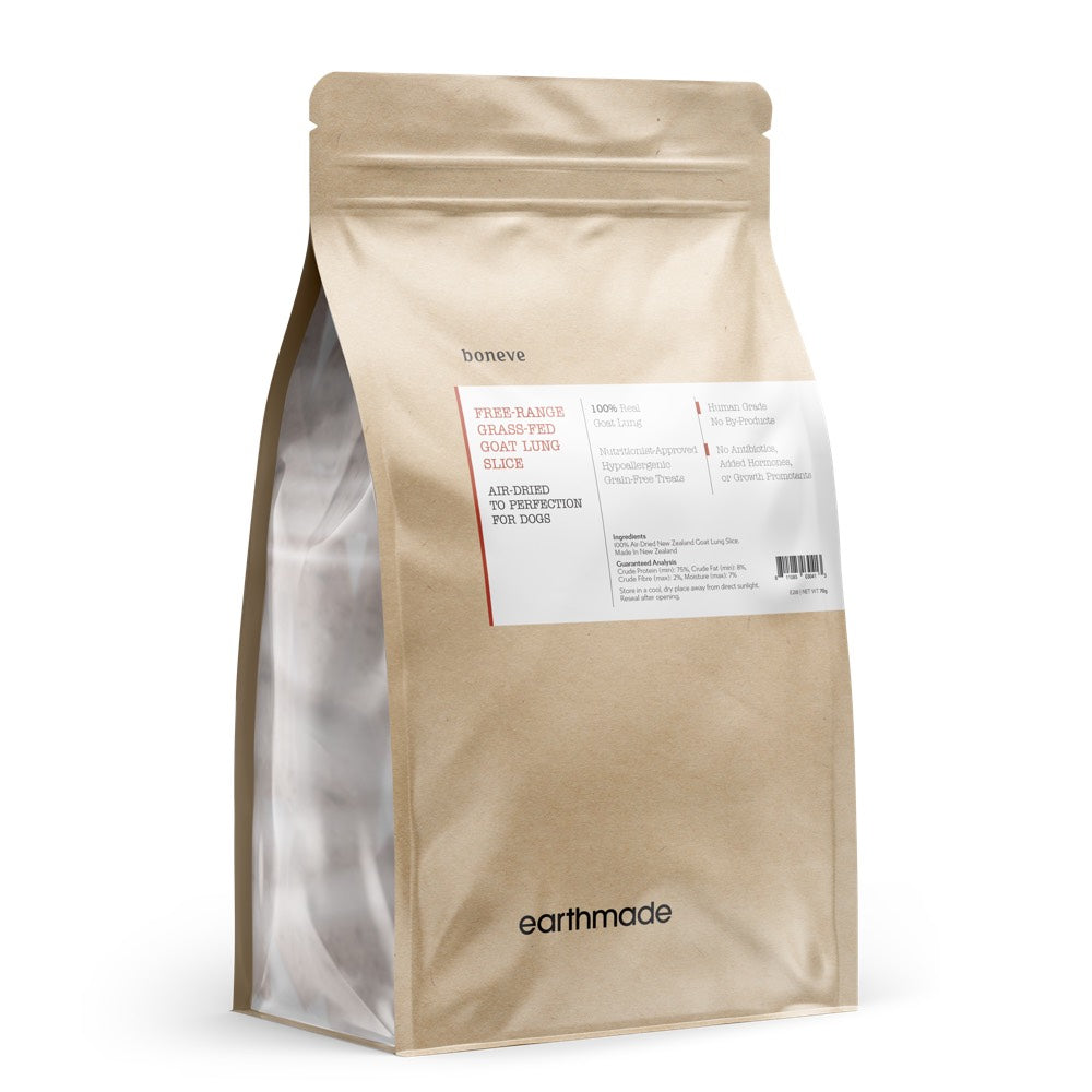 25% OFF: Boneve Earthmade Free-Range Grass-Fed Goat Lung Slice Air-Dried Dog Treats 70g
